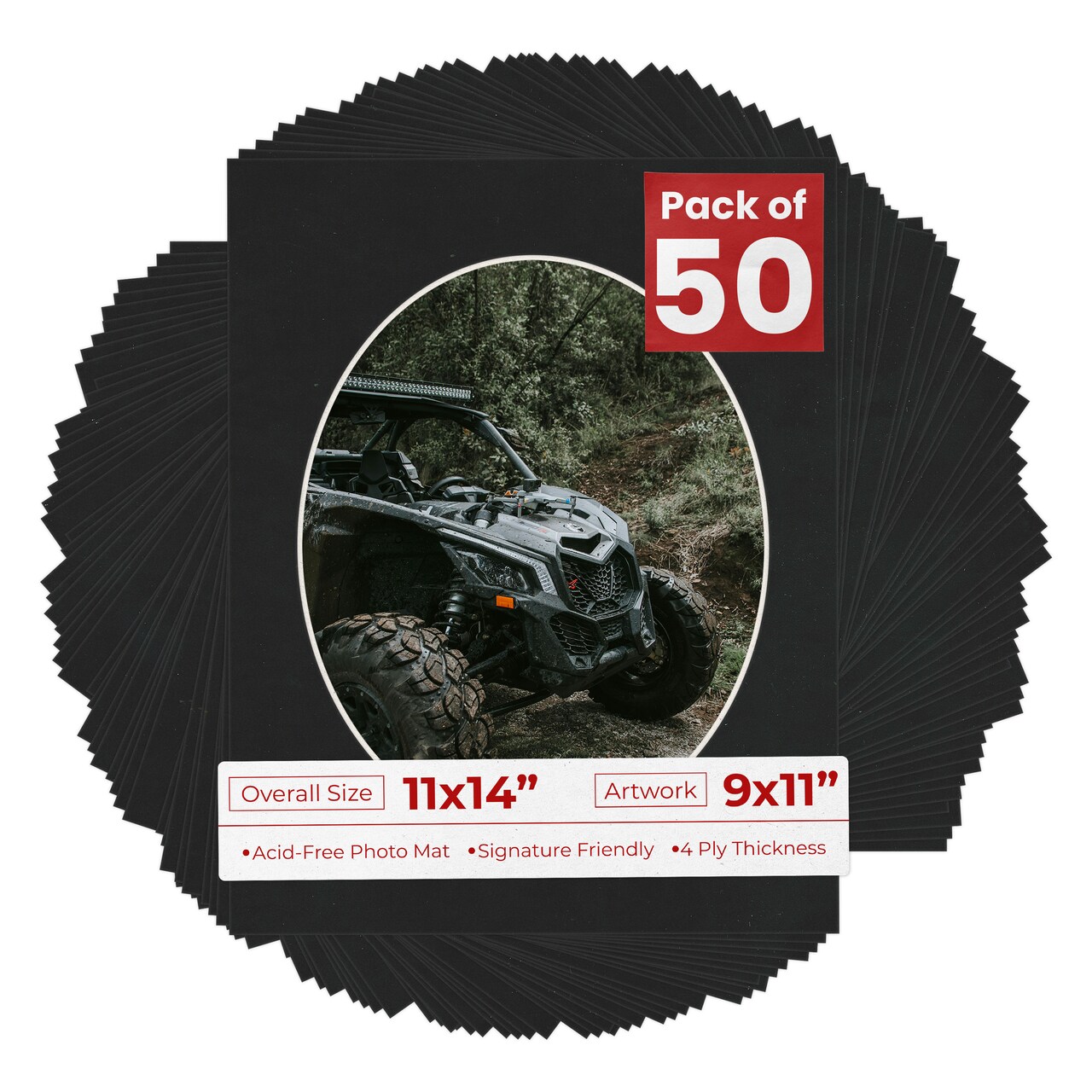 Black Suede Mat Board for 11x14 Frames - Oval Opening for 9x11 Photos